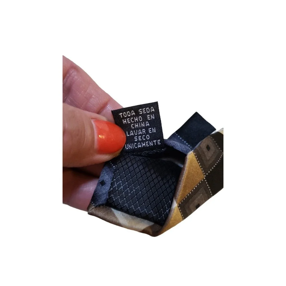 George Black Tan Cream‎ Gradient Squares Geometric Checks Mens Neck Tie Modern